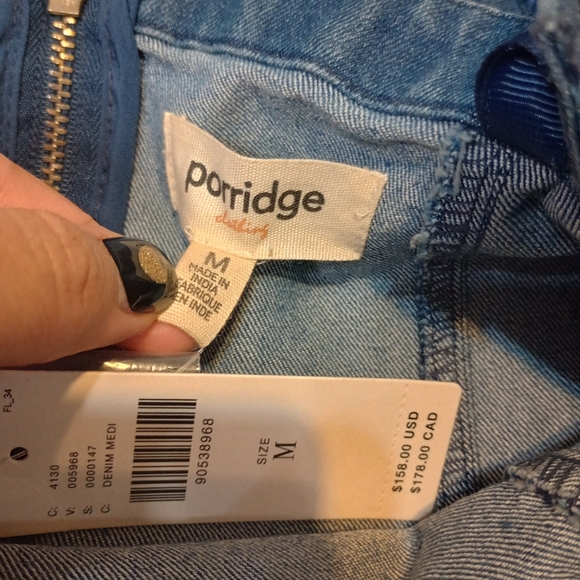 Anthropologie Porridge Rosette Denim Slim Mini Dress feminine romantic - Picture 6 of 11